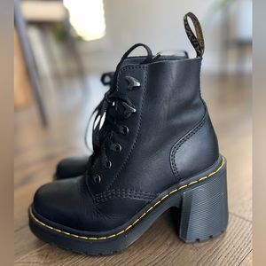 Dr. Martens Jesy Sendal Leather Lace Up Flared Heel Boots